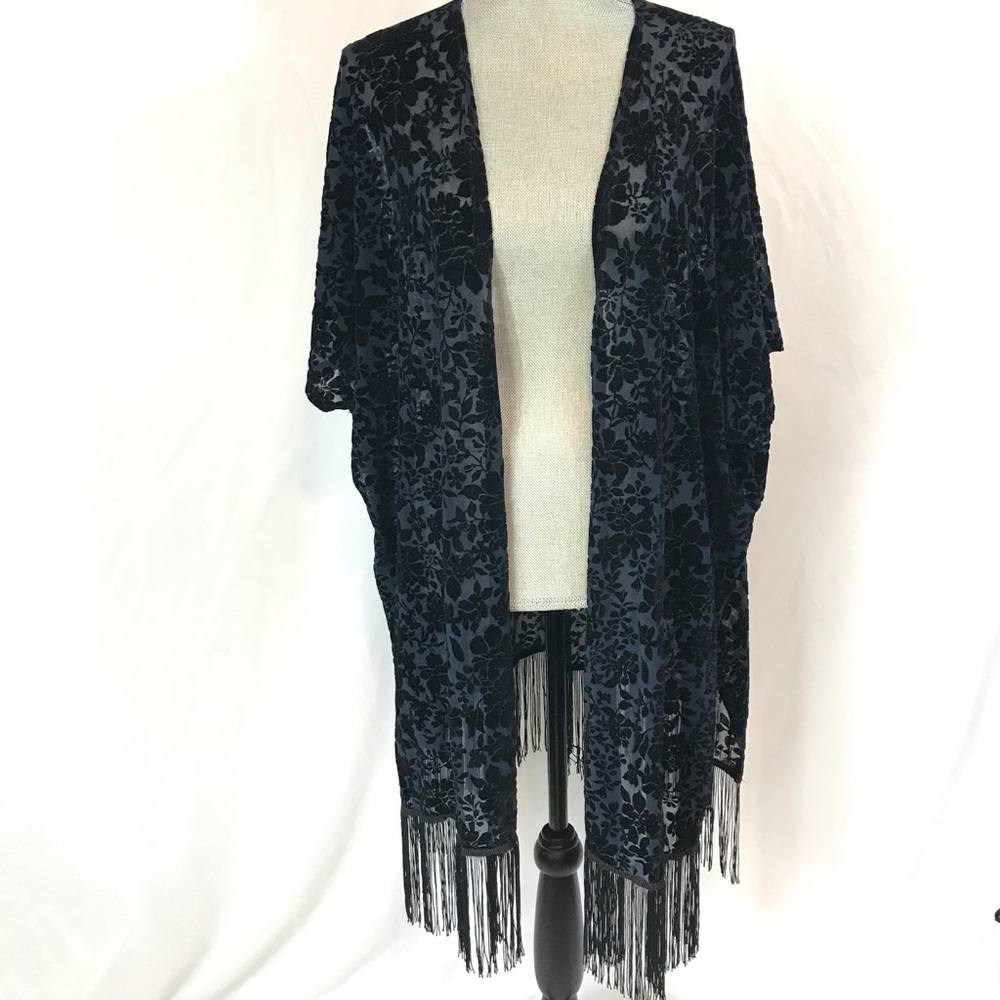 NEW Velvet Blue cardigan kimono ONE SIZE
